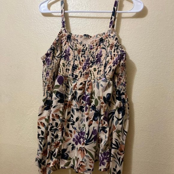 Torrid Women's Floral Smocked Off Shoulder Adjustable Strap Tunic Top Size 00/M - Picture 1 of 7